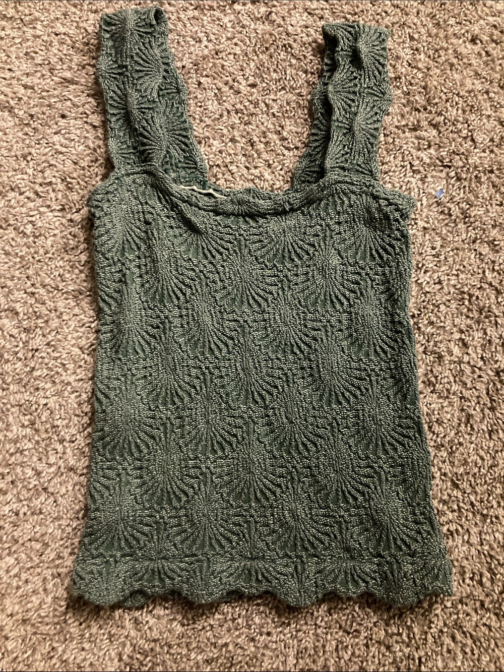 Free People Olive Green Crochet Knit Tank